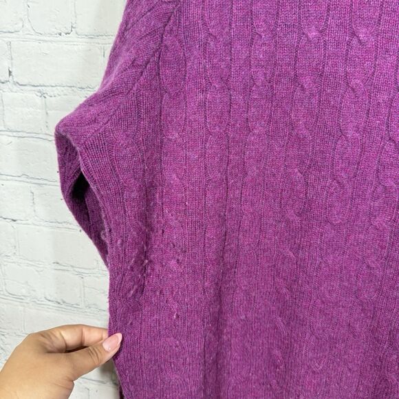 Cashemere Sweater XXL Purple Cable Knit Classic Preppy Pullover Dark Academia - Picture 7 of 15